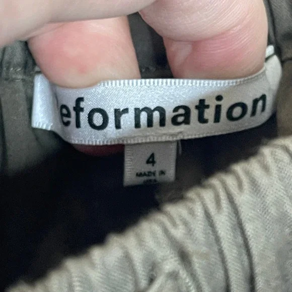 Reformation Cargo Pants Wide Leg Olive Green Drawstring Waist Women's Size 4 - Picture 6 of 10